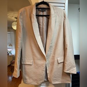 Zara Woman Khaki Open Front Blazer Size Large